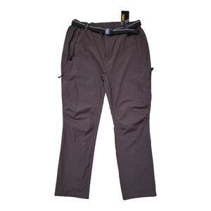 TRR Outdoor Sport Activewear Work Out Pants Brown XL Stretch 5 Zip Pkt Belt NWT